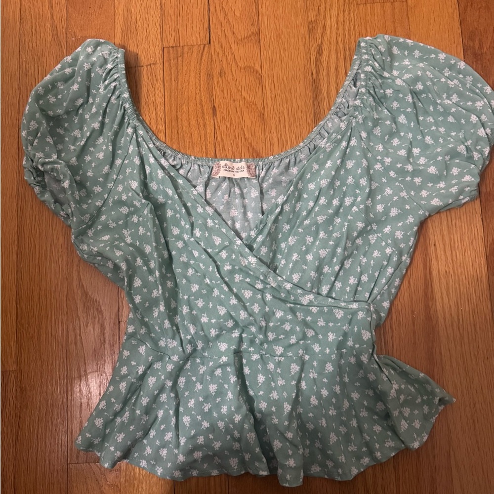 Altar'd State Mint Floral Blouse